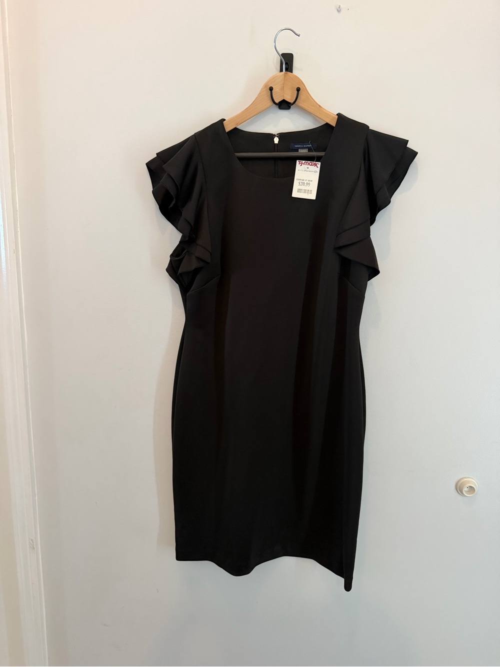 Tommy Hilfiger Black Ruffle Sleeve Midi Dress